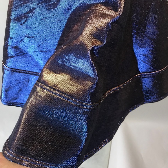 Topshop 2 Tone Bonded Skater Dress Metallic 4 - Picture 5 of 7